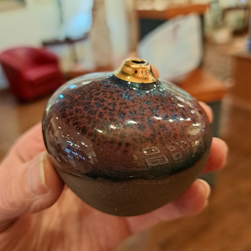 JP-002 Pottery Handmade Miniature Vase Chianti, Gray & Gold $68 at Hunter Wolff Gallery